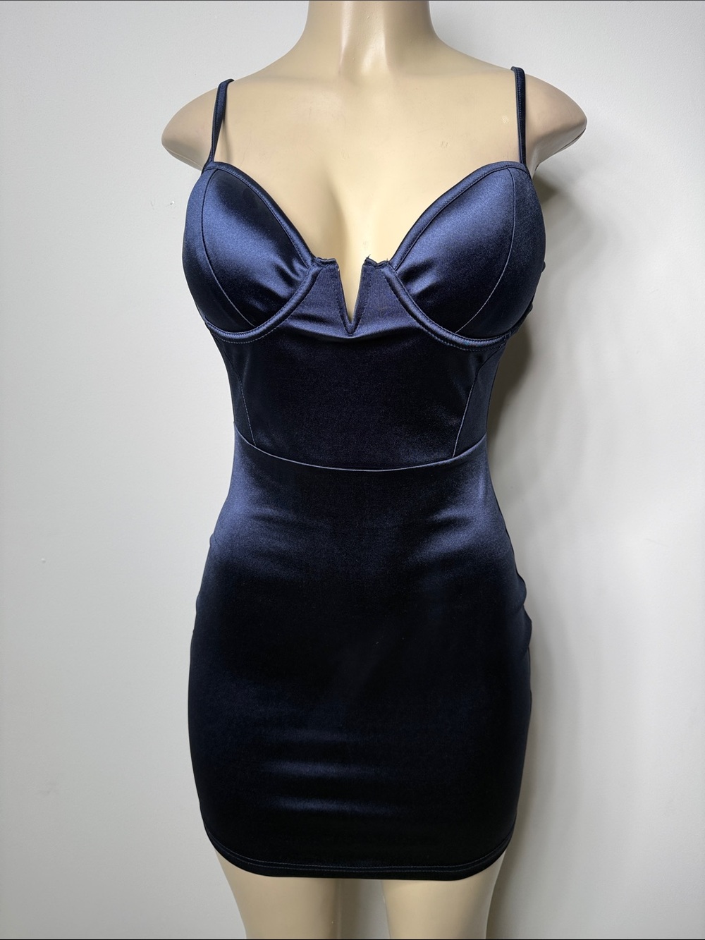 Windsor Deep Navy Satin Bustier Dress